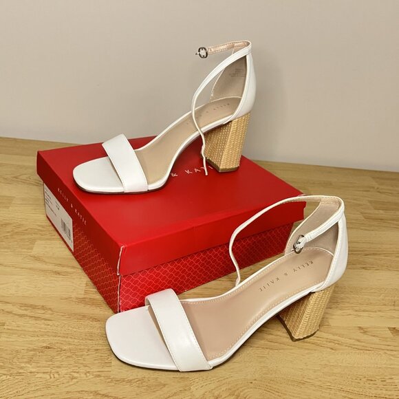 NWT Kelly and Katie Caital Sandal Heel white and raffia heel size 9.5 - Picture 5 of 9